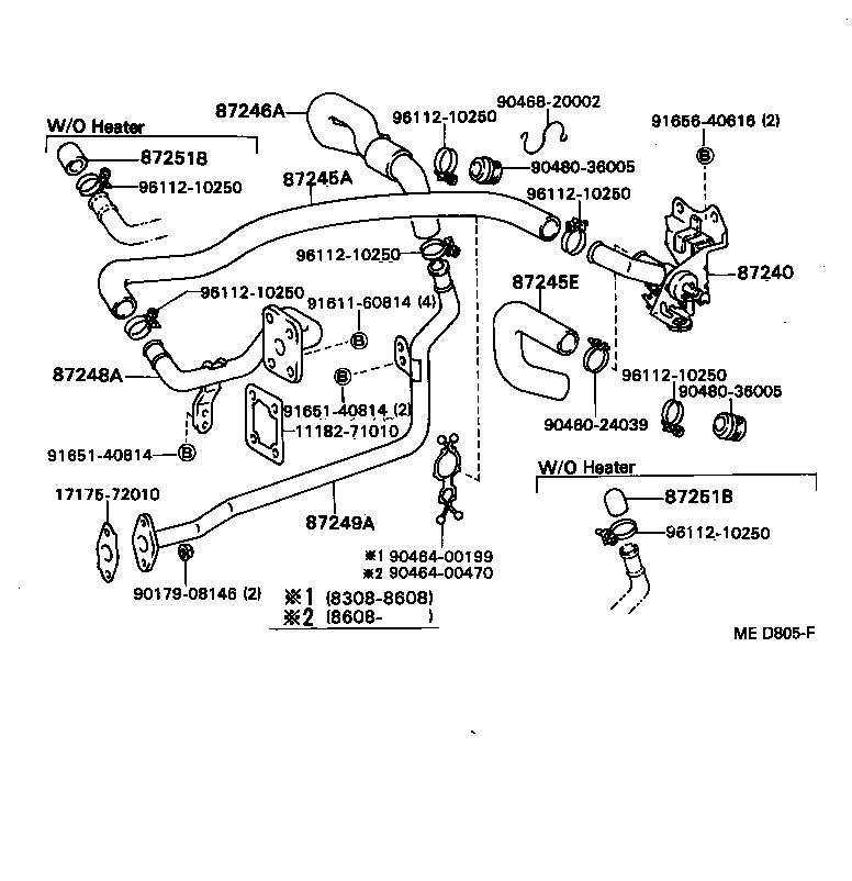 87245-89186 HOSE, REAR HEATER WATER OUTLET, E (TO ENGINE) product image
