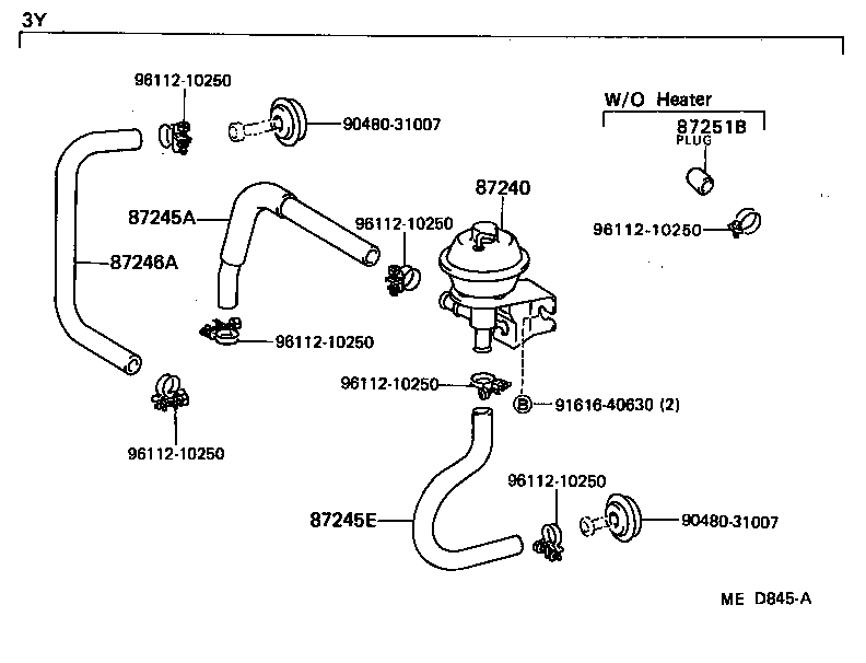 87209-30271 HOSE, HEATER WATER, OUTLET E product image
