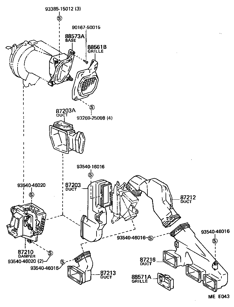 88566-95707 DUCT, AIR, SIDE NO.1 RH product image