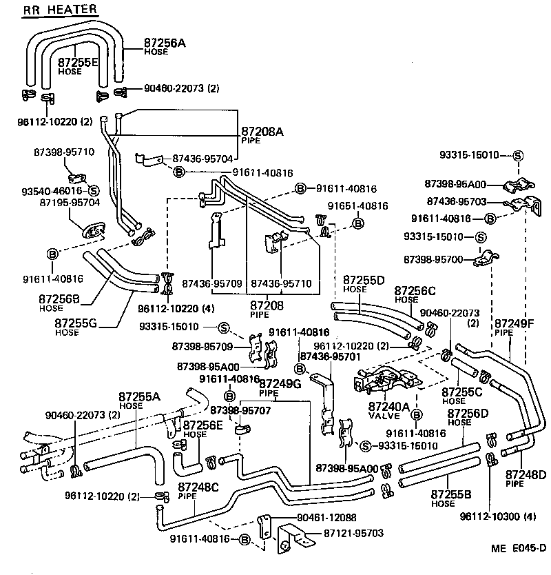 99556-20060 HOSE, REAR HEATER WATER OUTLET, A (FROM HEATER UNIT) product image