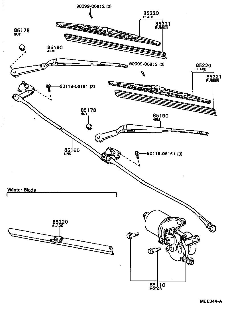 85110-20370 MOTOR ASSY, WINDSHIELD WIPER product image