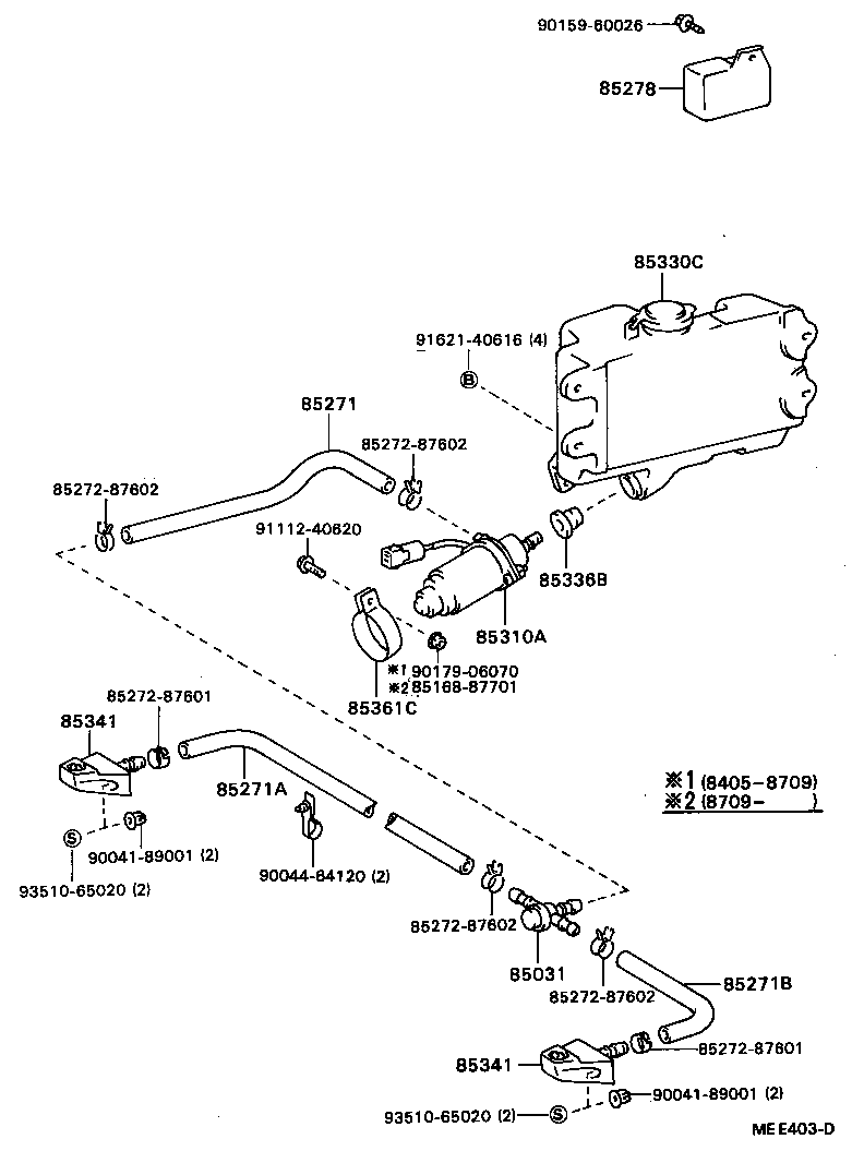 85310-87601 MOTOR AND PUMP ASSY, HEADLAMP CLEANER WASHER product image