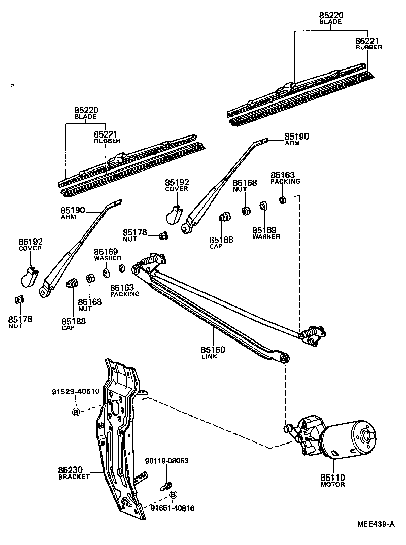 85160-95408 LINK ASSY, WINDSHIELD WIPER product image