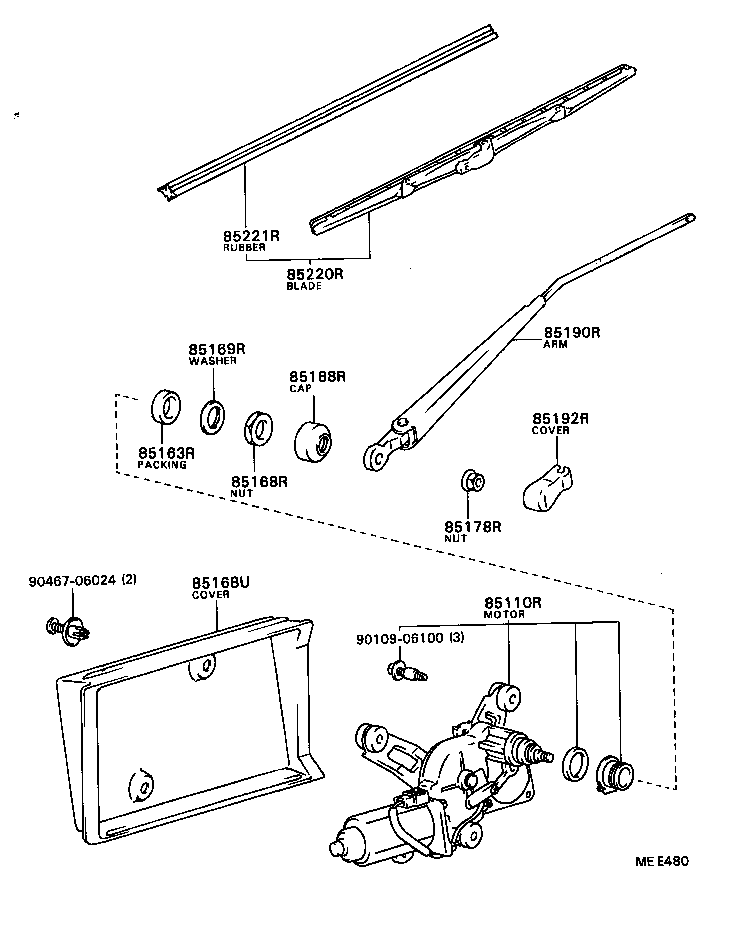 85110-90B06 MOTOR ASSY, REAR WIPER product image