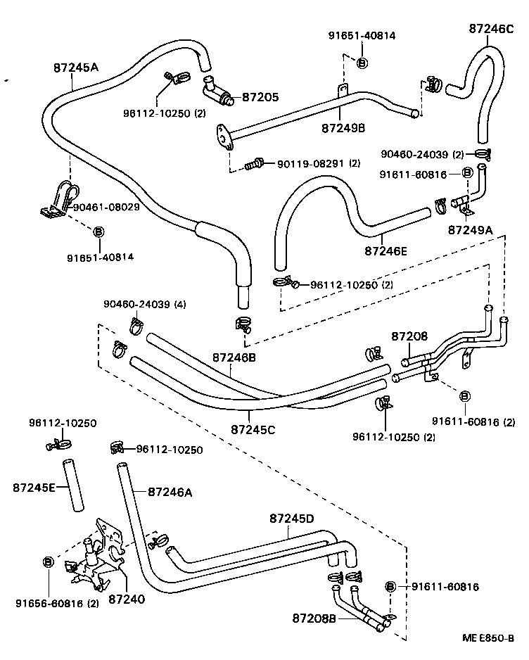 99556-20600 HOSE, REAR HEATER WATER OUTLET, E (TO ENGINE) product image
