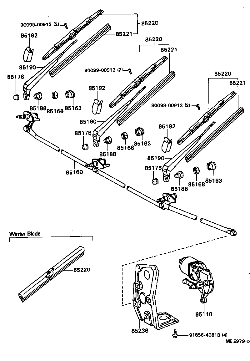85110-95438 MOTOR ASSY, WINDSHIELD WIPER product image