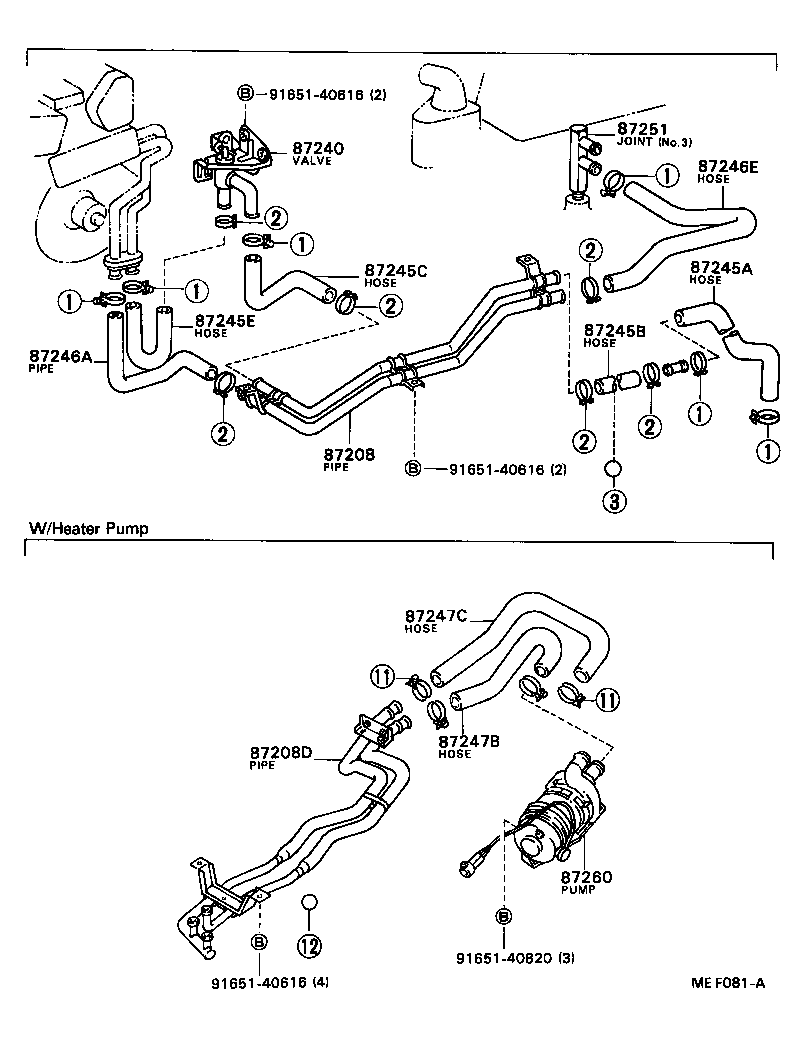87245-90B76 HOSE, REAR HEATER WATER OUTLET, E (TO ENGINE) product image