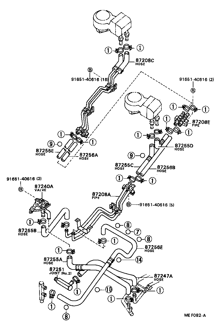 87245-90B76 HOSE, REAR HEATER WATER OUTLET, E (TO ENGINE) product image
