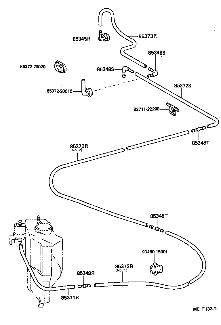 85343-10090 HOSE, REAR WASHER (FROM JOINT TO JOINT OR NOZZLE) product image