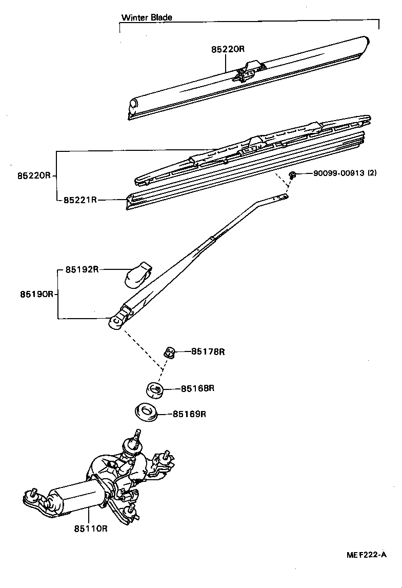 85110-12450 MOTOR ASSY, REAR WIPER product image