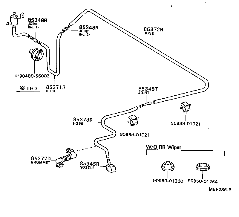 90099-33490 HOSE, REAR WASHER (FROM MOTOR TO JOINT) product image