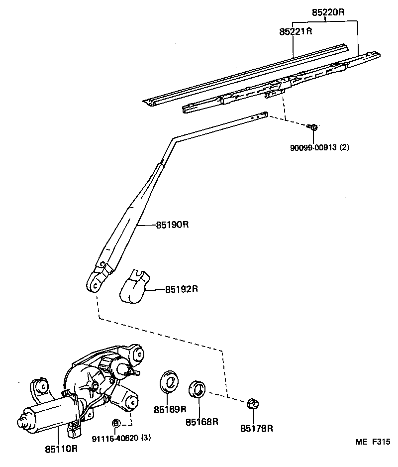 85110-90K06 MOTOR ASSY, REAR WIPER product image