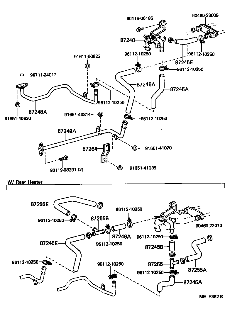87245-90K26 HOSE, REAR HEATER WATER OUTLET, E (TO ENGINE) product image