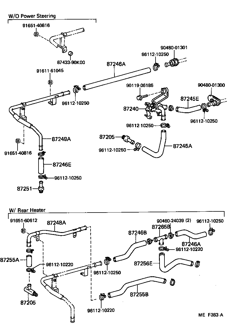 87245-90K26 HOSE, REAR HEATER WATER OUTLET, E (TO ENGINE) product image