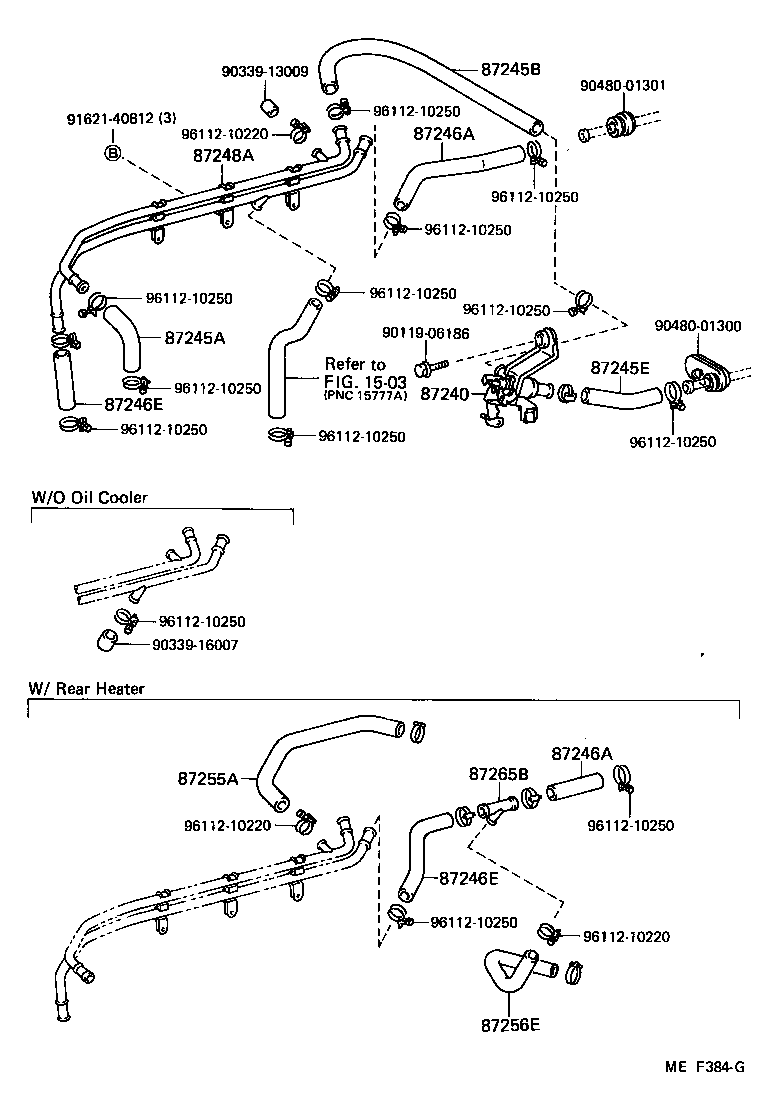 87245-90K26 HOSE, REAR HEATER WATER OUTLET, E (TO ENGINE) product image
