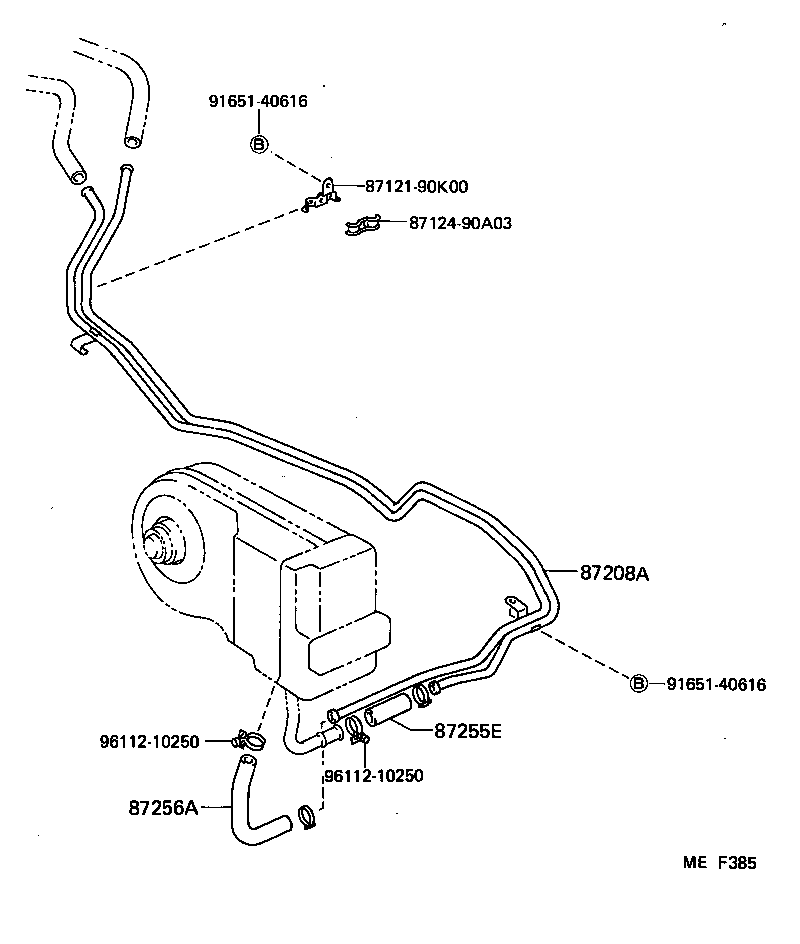 87245-90K26 HOSE, REAR HEATER WATER OUTLET, E (TO ENGINE) product image