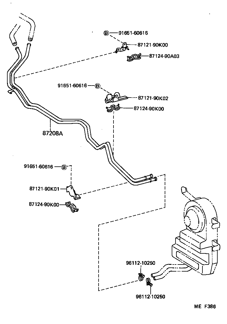 87245-90K26 HOSE, REAR HEATER WATER OUTLET, E (TO ENGINE) product image