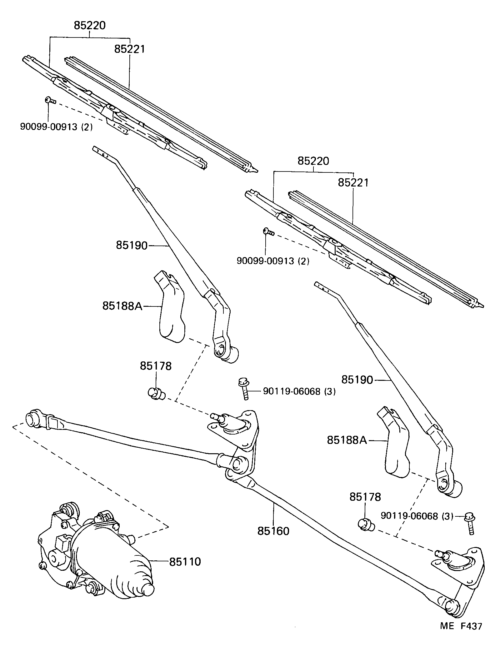 85110-90K04 MOTOR ASSY, WINDSHIELD WIPER product image