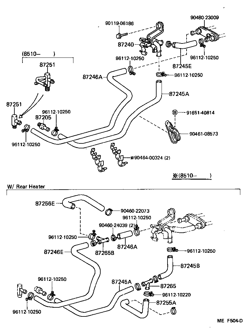 87245-90K19 HOSE, REAR HEATER WATER OUTLET, E (TO ENGINE) product image
