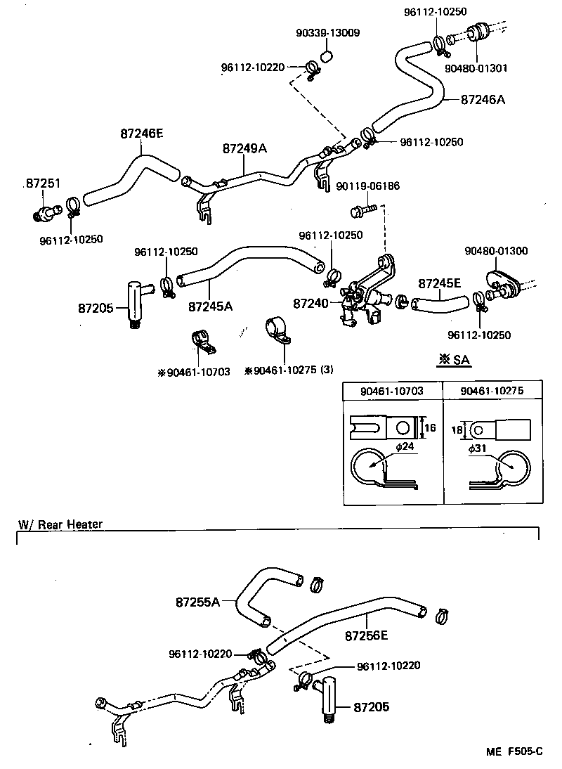 87245-90K26 HOSE, REAR HEATER WATER OUTLET, E (TO ENGINE) product image