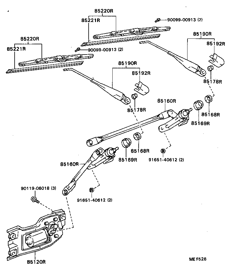 85120-22010 MOTOR AND BRACKET ASSY, REAR WIPER product image