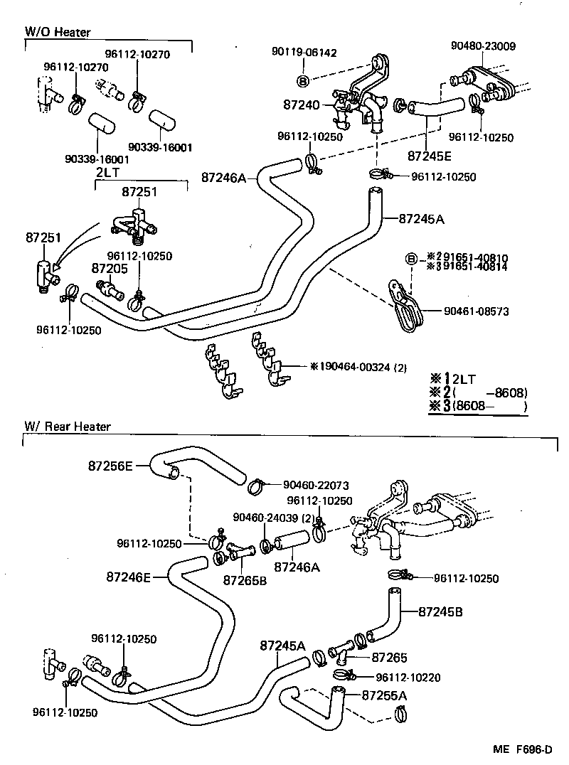 87245-90K26 HOSE, REAR HEATER WATER OUTLET, E (TO ENGINE) product image