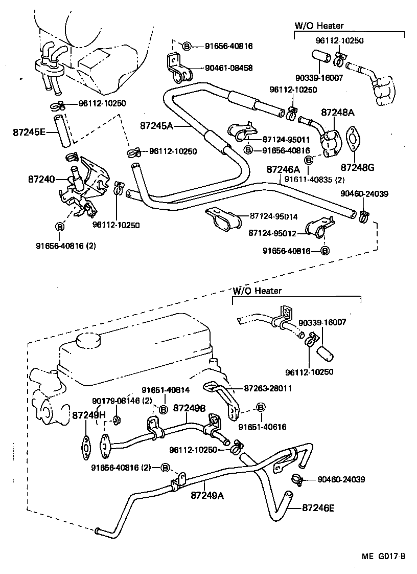 87208-95013 PIPE SUB-ASSY, HEATER WATER product image
