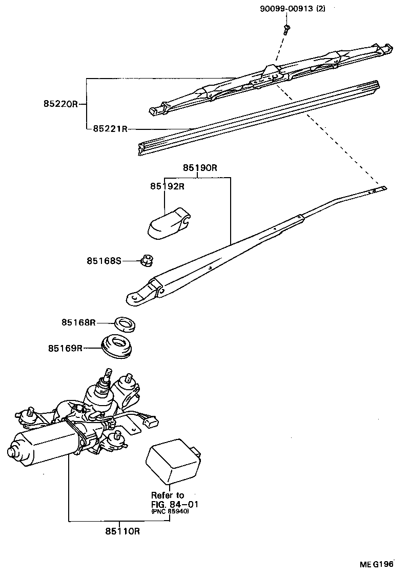 85220-30370 BLADE ASSY, REAR WIPER product image