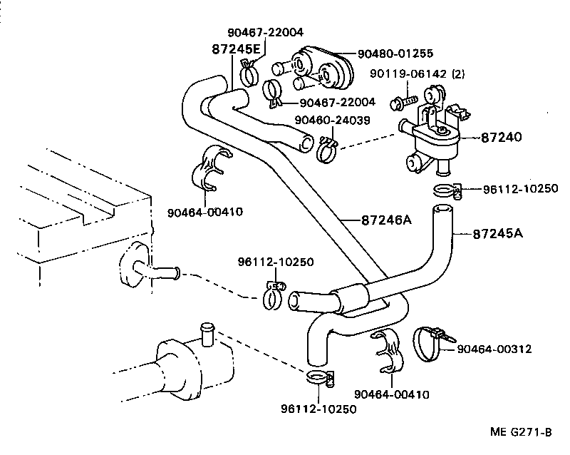87245-20840 HOSE, HEATER WATER, INLET A product image