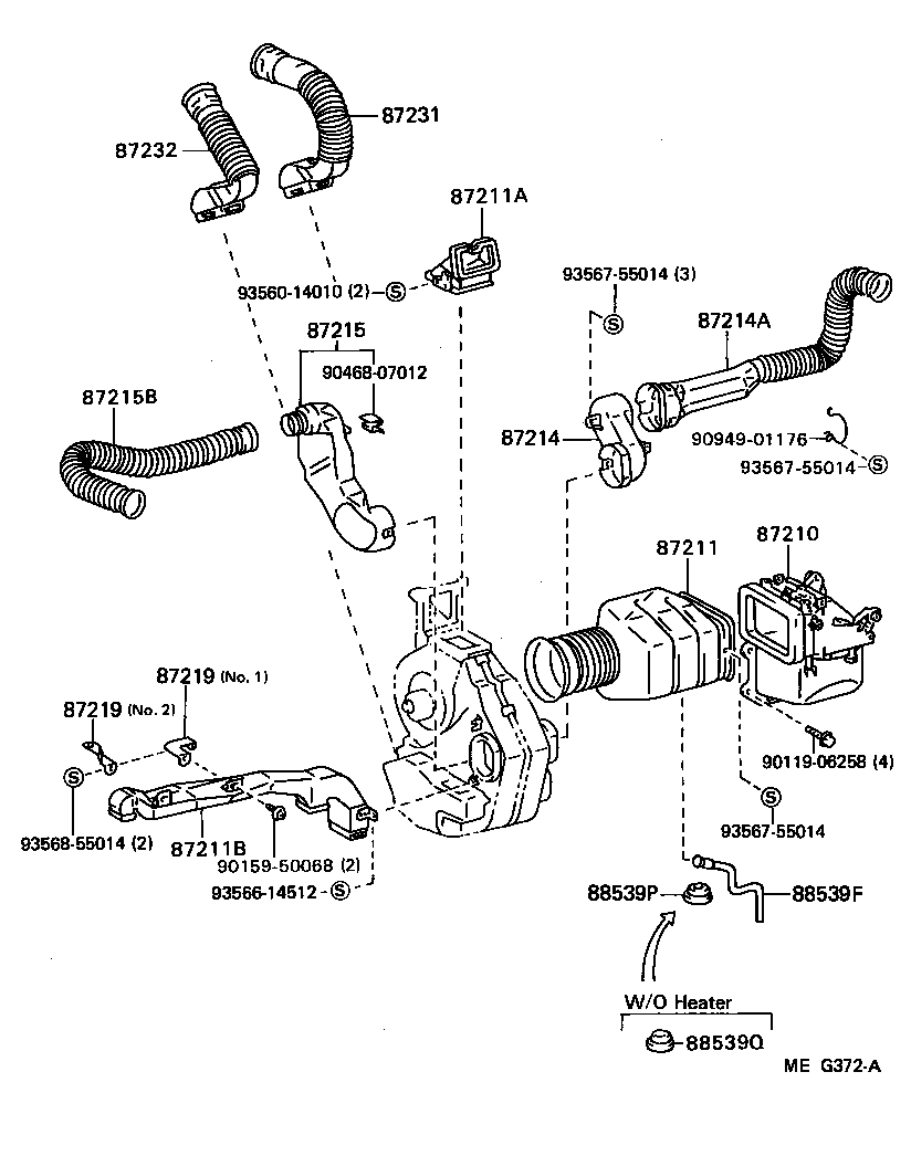55847-95400 DUCT, AIR, SIDE NO.2 RH product image