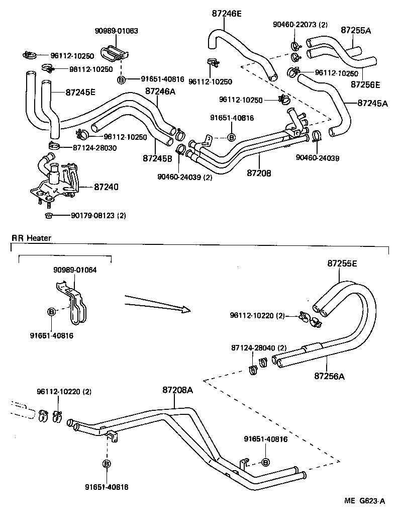87245-95753 HOSE, REAR HEATER WATER OUTLET, E (TO ENGINE) product image
