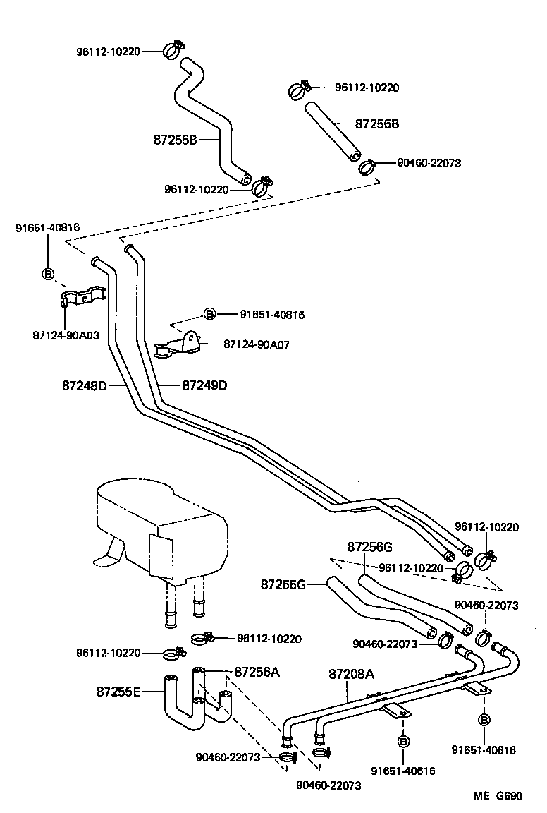 87245-90A32 HOSE, REAR HEATER WATER OUTLET, E (TO ENGINE) product image