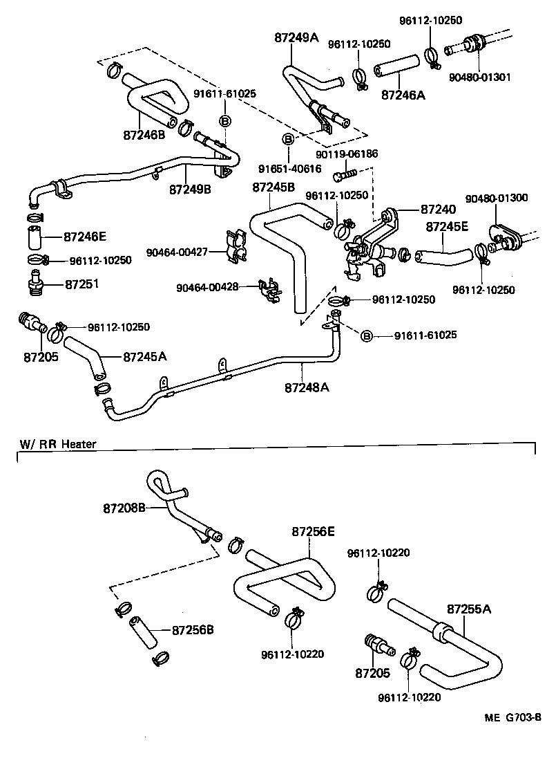 87245-90K19 HOSE, REAR HEATER WATER OUTLET, E (TO ENGINE) product image