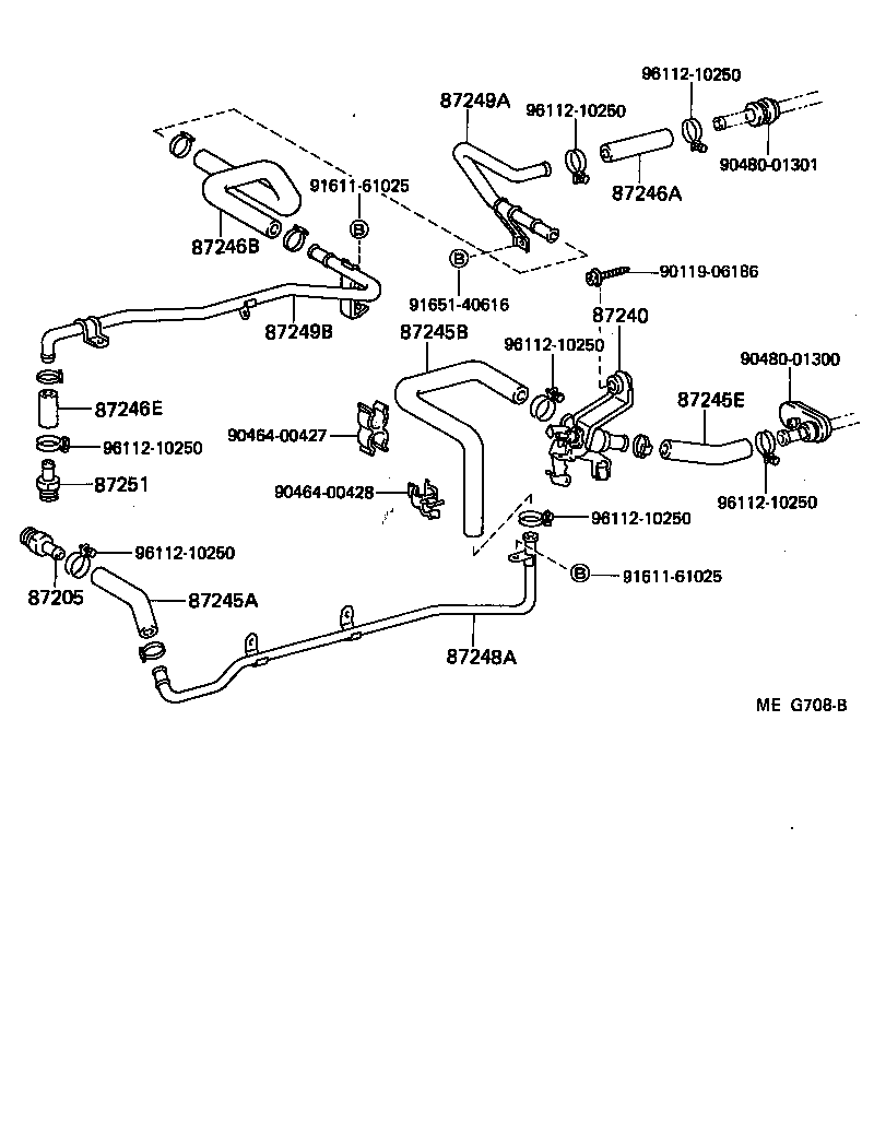 87245-90K26 HOSE, REAR HEATER WATER OUTLET, E (TO ENGINE) product image