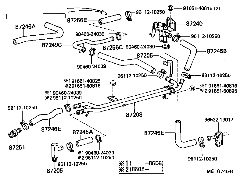 87245-90A32 HOSE, REAR HEATER WATER OUTLET, E (TO ENGINE) product image