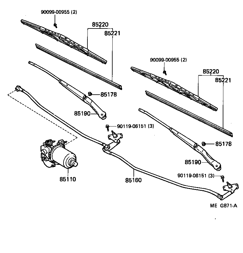 85110-14231 MOTOR ASSY, WINDSHIELD WIPER product image