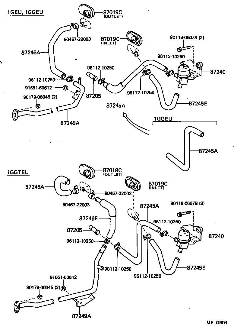 87208-24010 PIPE, HEATER WATER OUTLET, A product image