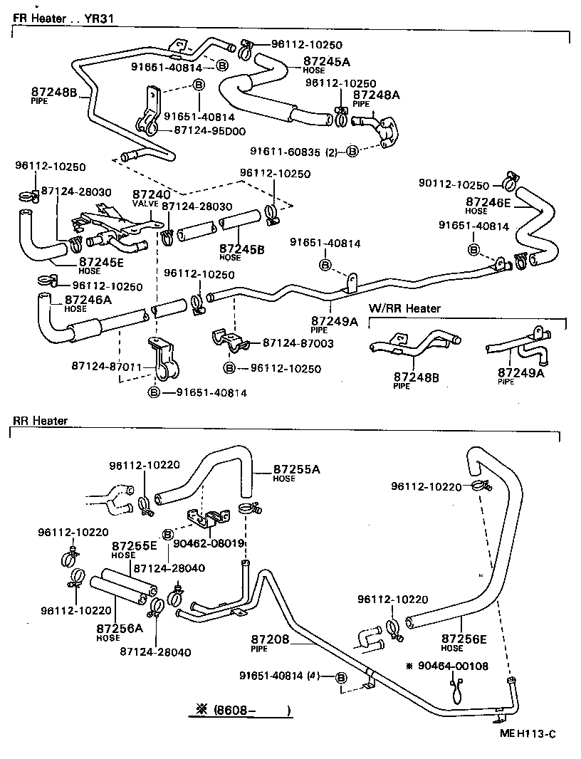 87245-95D12 HOSE, REAR HEATER WATER OUTLET, E (TO ENGINE) product image
