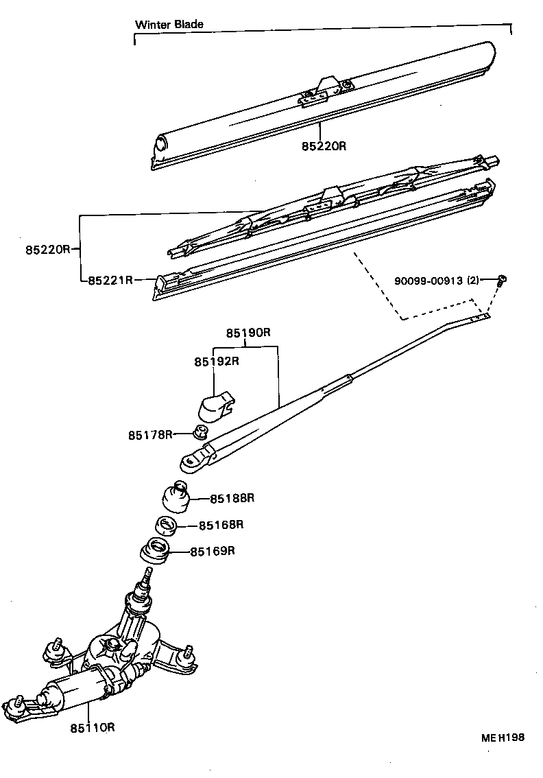 85190-16180 ARM ASSY, REAR WIPER product image