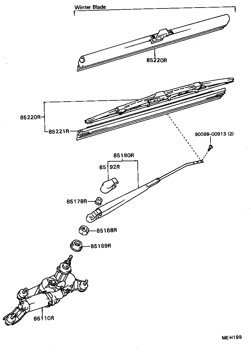 85190-16180 ARM ASSY, REAR WIPER product image
