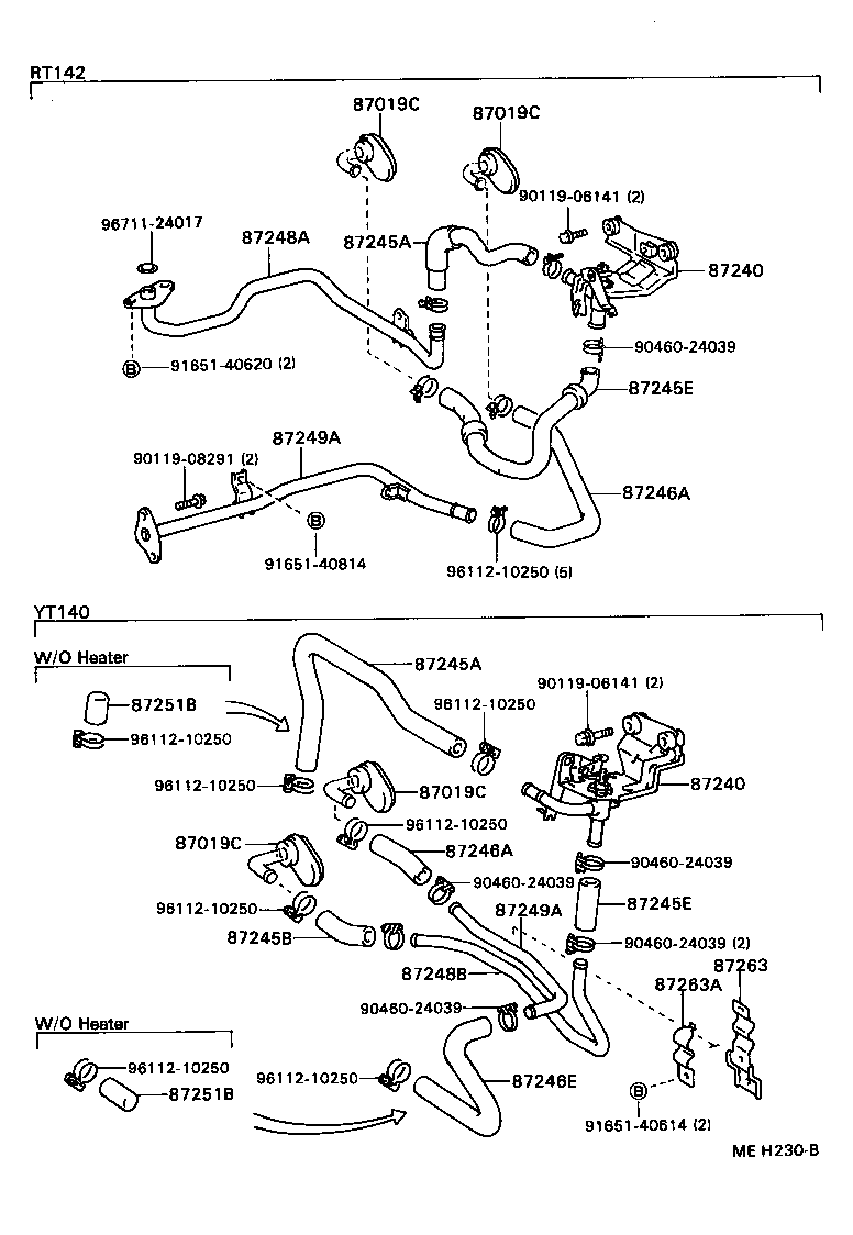 87245-2B140 HOSE, HEATER WATER, OUTLET E product image