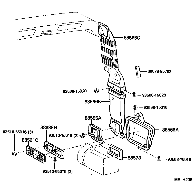 55083-95700 DUCT, AIR, SIDE NO.2 LH product image