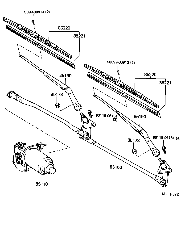 85110-16262 MOTOR ASSY, WINDSHIELD WIPER product image