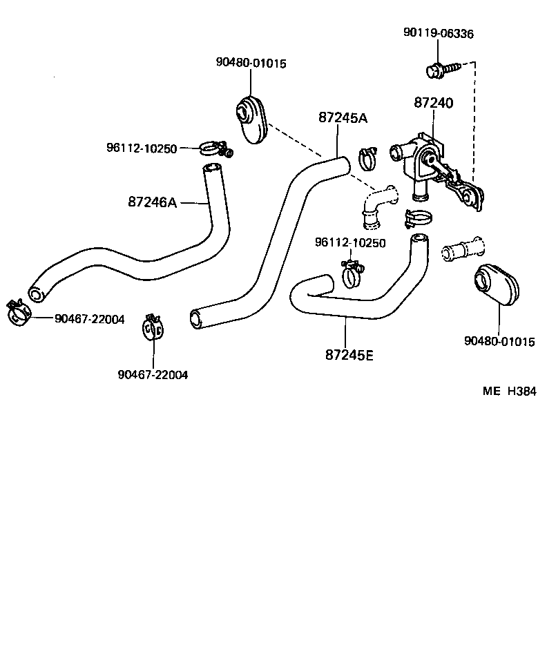 87245-16240 HOSE, HEATER WATER, INLET E product image