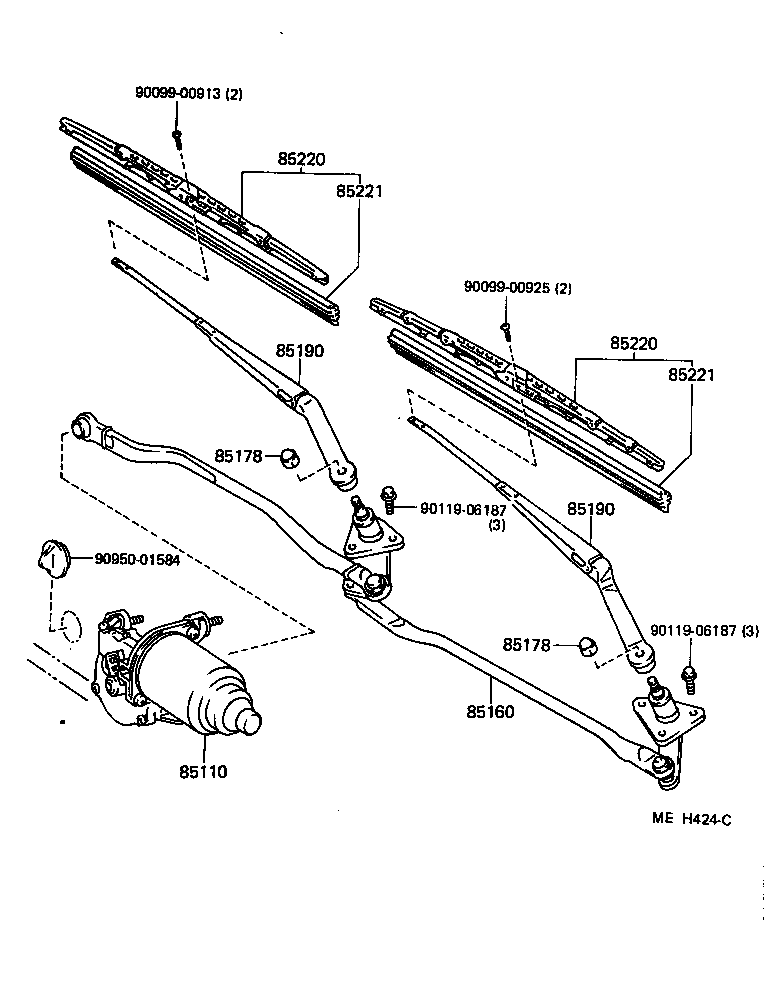 85110-32242 MOTOR ASSY, WINDSHIELD WIPER product image
