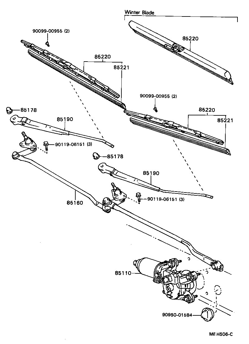 85110-32180 MOTOR ASSY, WINDSHIELD WIPER product image