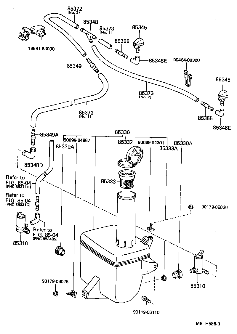 85310-32020 MOTOR AND PUMP ASSY, WINDSHIELD WASHER product image