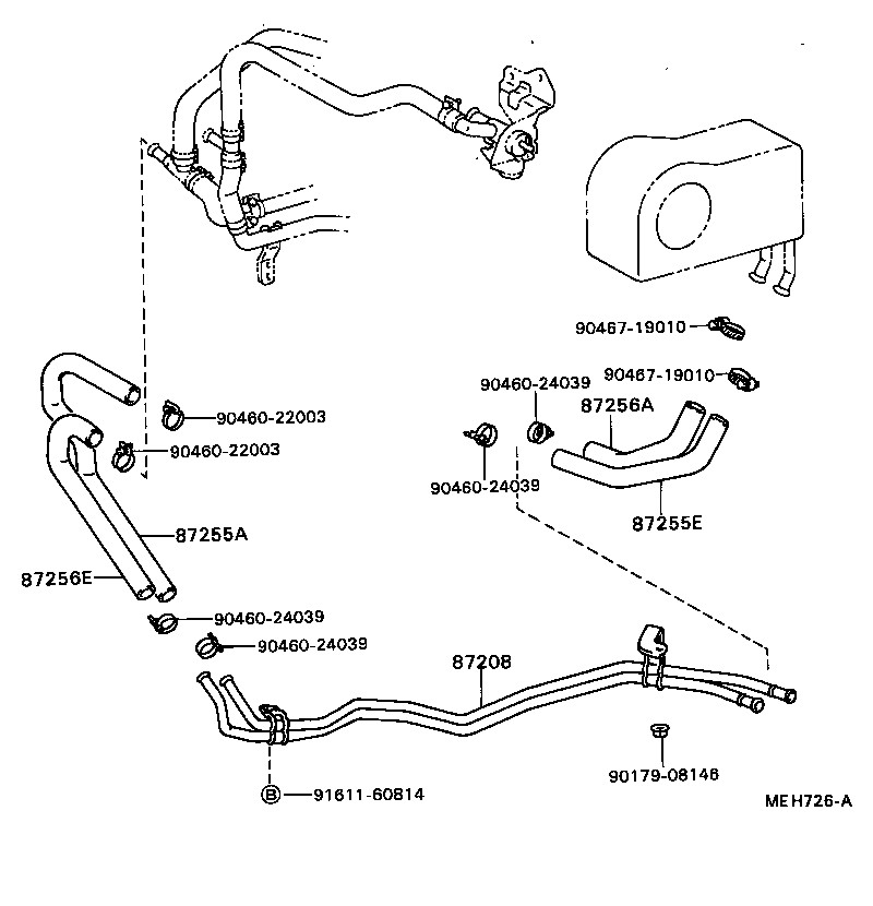 87245-89171 HOSE, REAR HEATER WATER OUTLET, E (TO ENGINE) product image