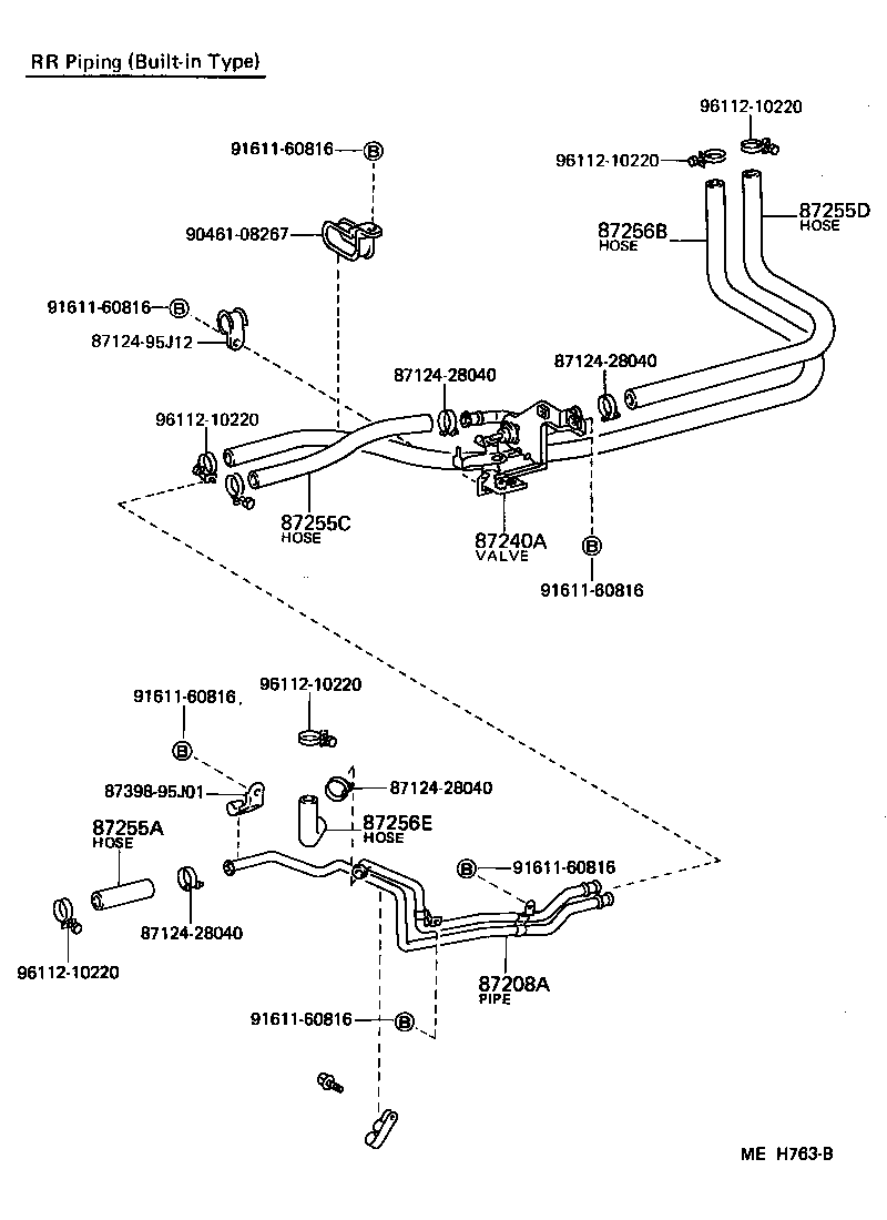 87245-95J15 HOSE, REAR HEATER WATER OUTLET, E (TO ENGINE) product image