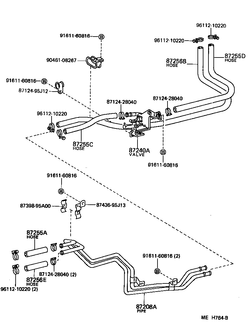 87245-95J15 HOSE, REAR HEATER WATER OUTLET, E (TO ENGINE) product image